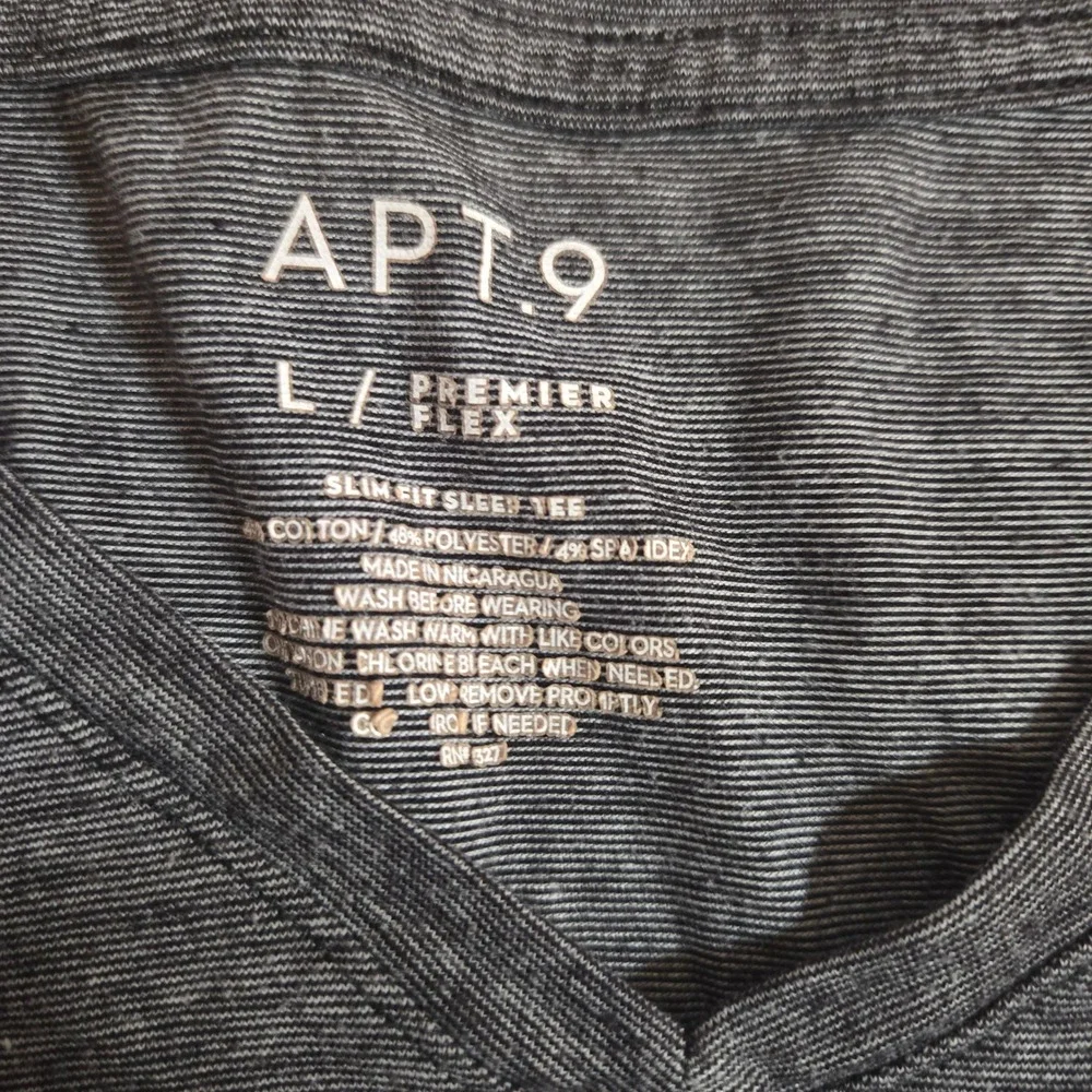 Apt 9 Tee Mens Large Premier Flex Gray Heathered Slim Fit V-Neck Sleep Shirt